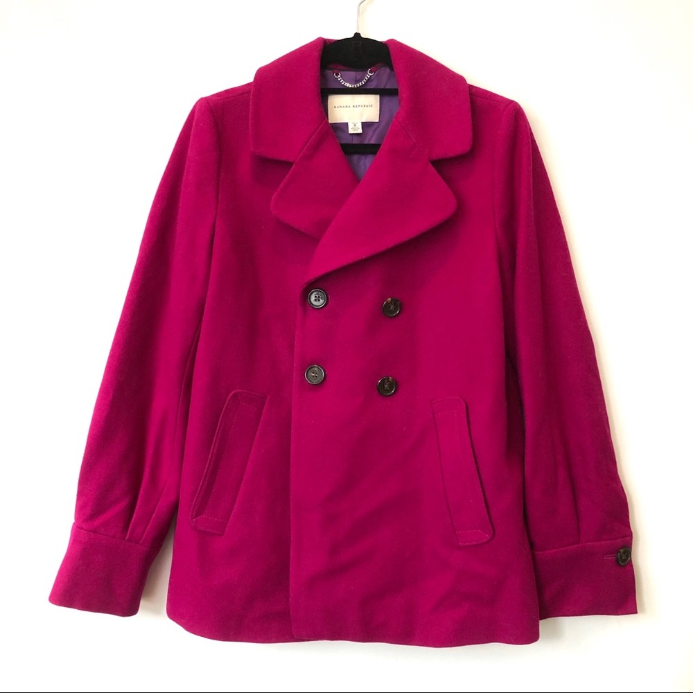 fuchsia peacoat - M - banana republic